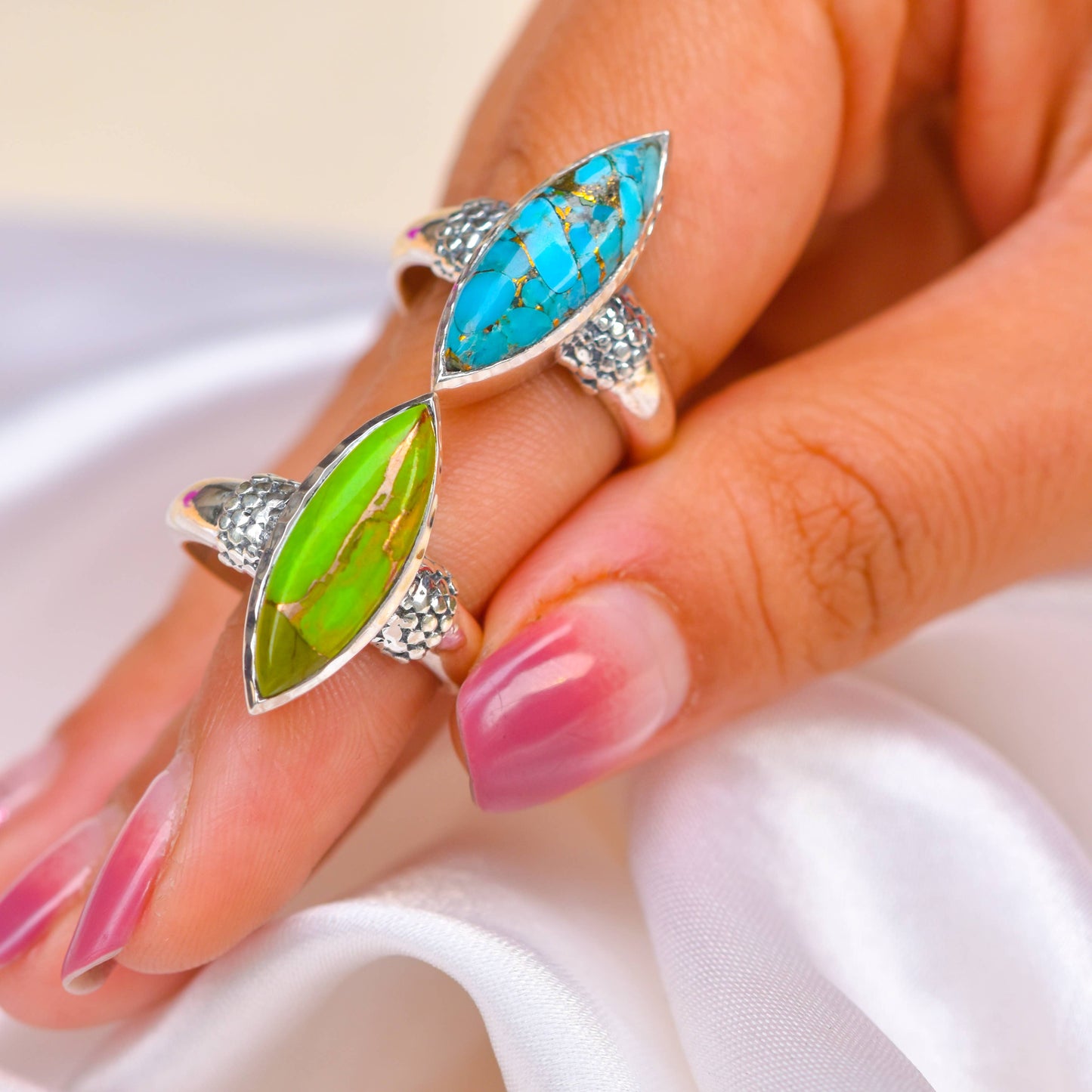 Blue Copper Turquoise 925 Sterling Silver Ring Jewelry