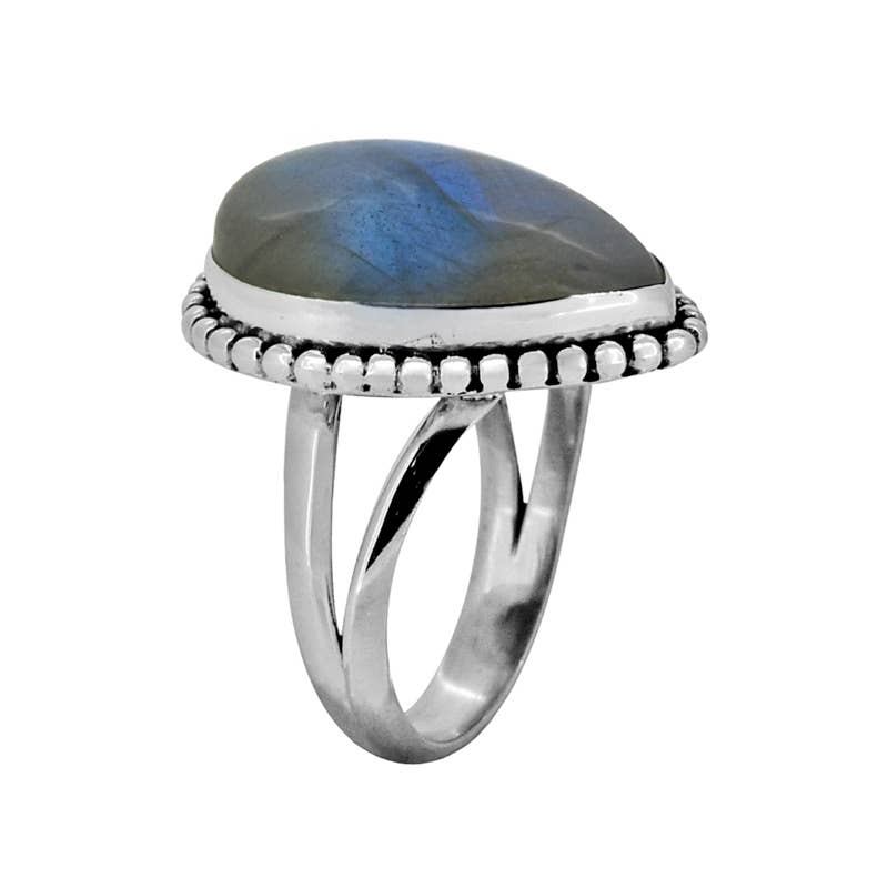 925 Silver Labradorite Aurora Thread Statement Ring