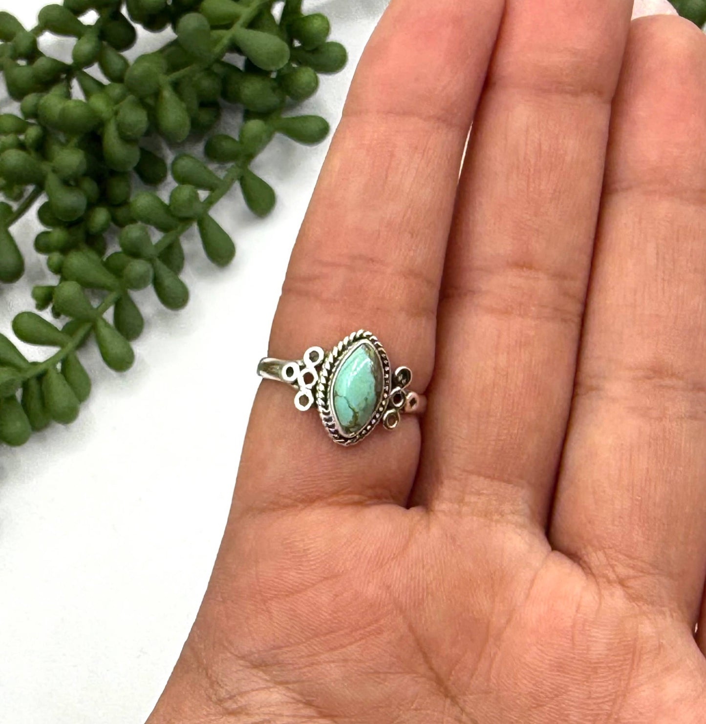Turquoise Semi-Precious Gemstone 925/Sterling Silver Ring