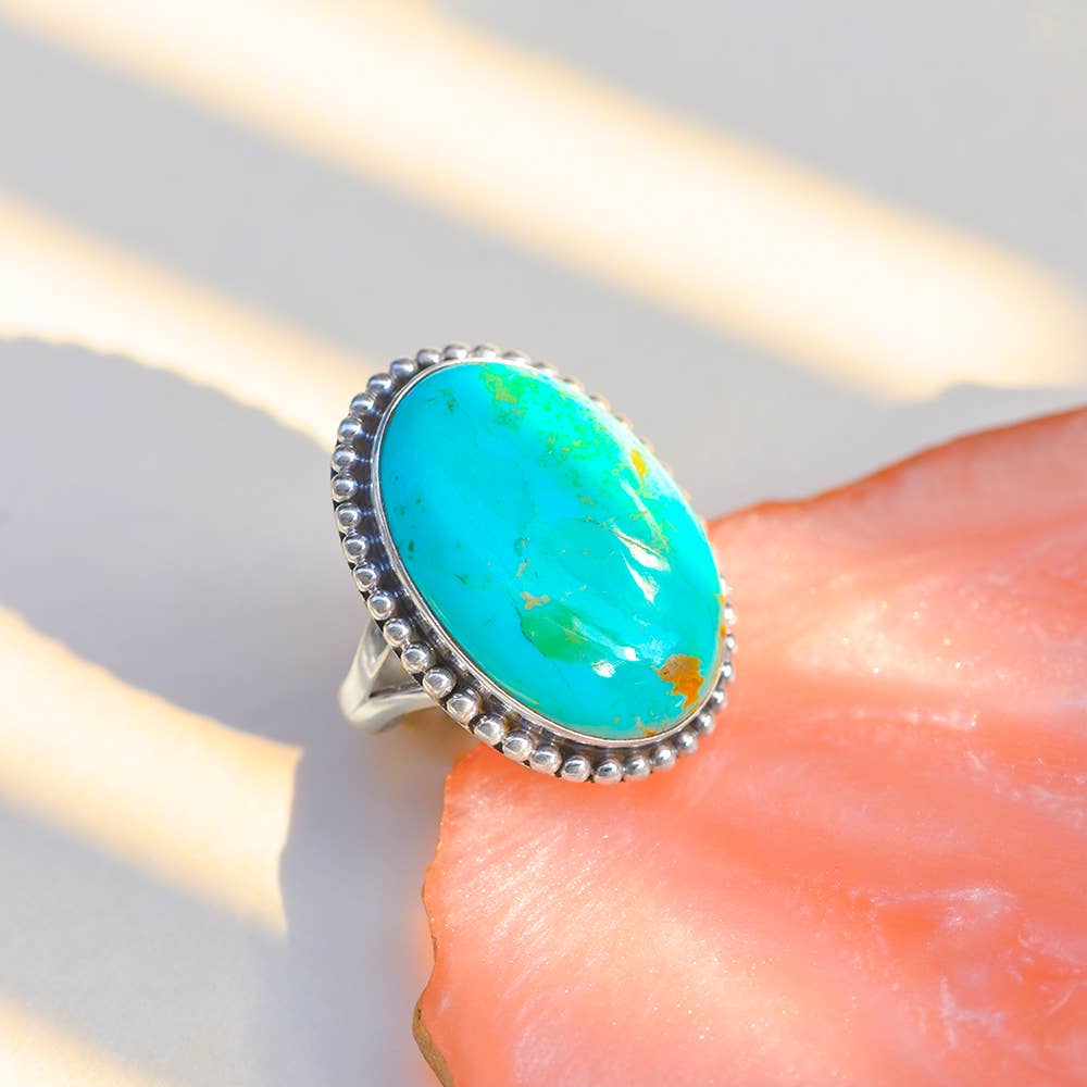 925 Silver Blue Mohave Turquoise Earthcrest Talisman Ring