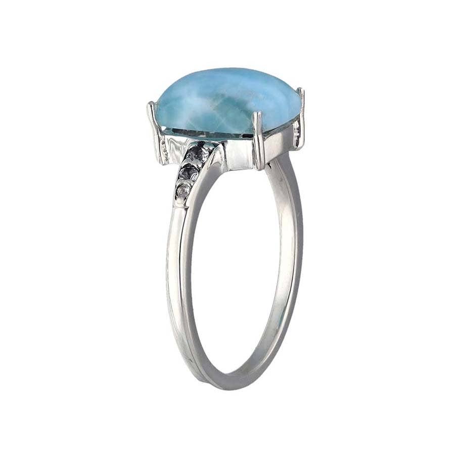 925 Sterling Silver Larimar White Topaz Solitaire Ring
