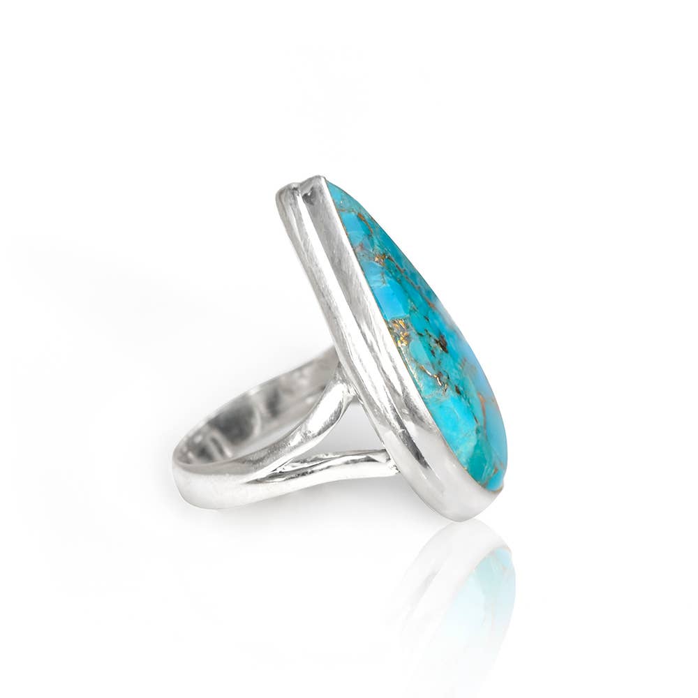Blue Copper Turquoise Solid 925 Sterling Silver Ring Jewelry