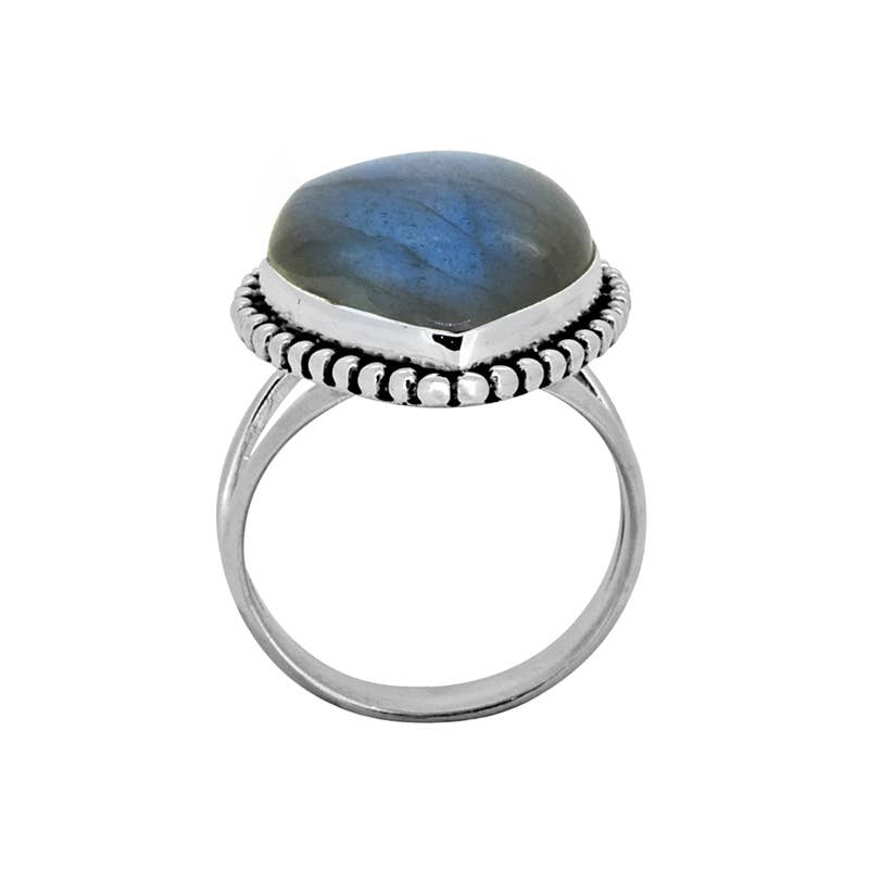 925 Silver Labradorite Aurora Thread Statement Ring