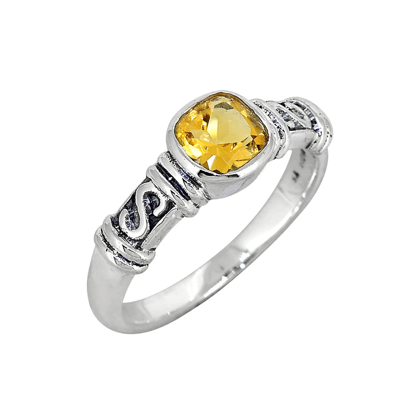 925 Silver Citrine Gemstone Solitaire Ring