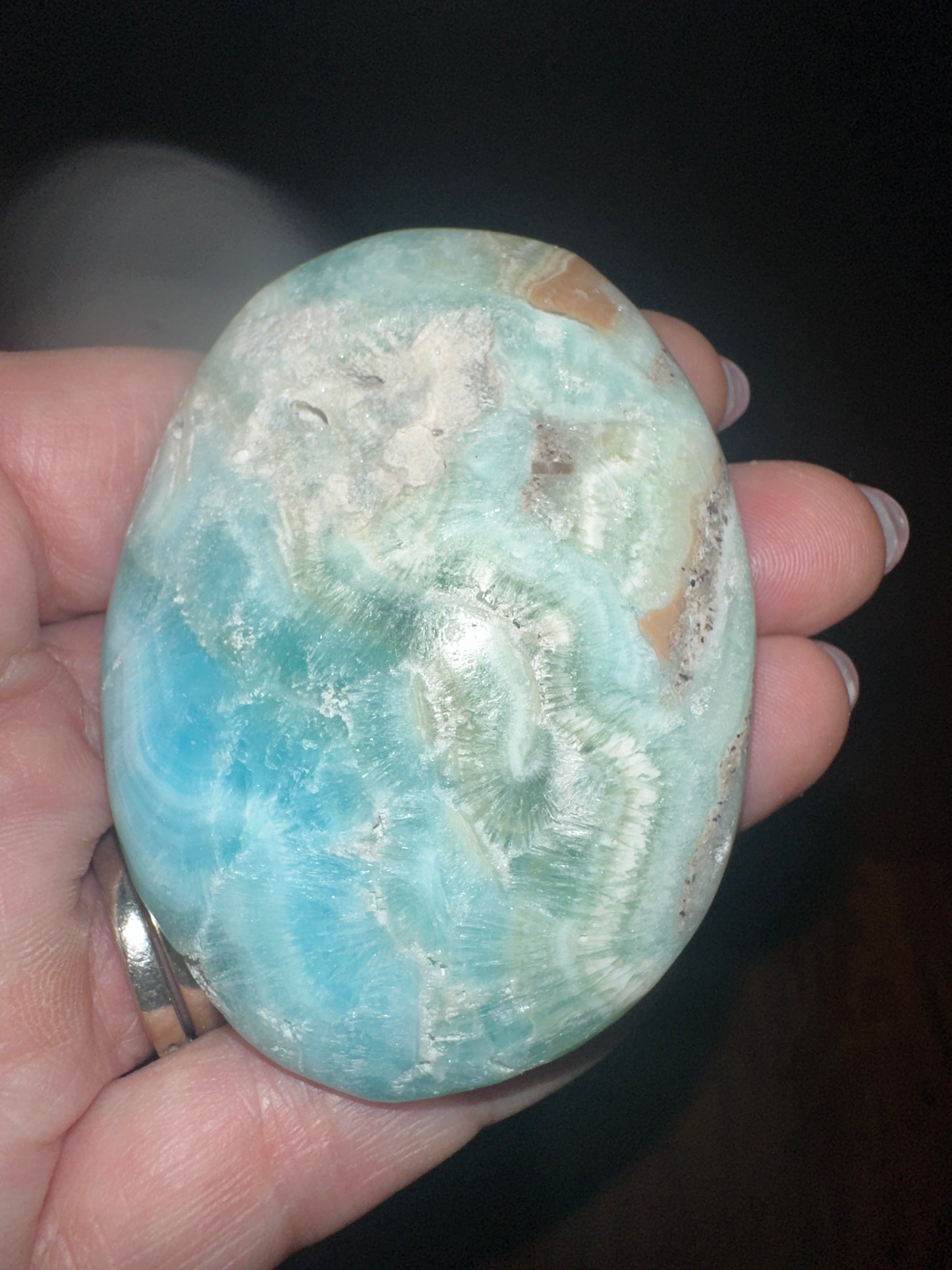 Blue Aragonite Palm Stone