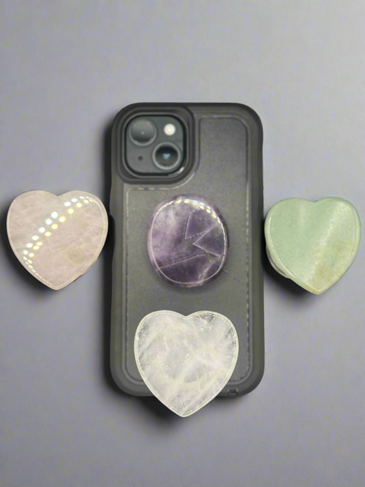 Heart-Shaped Crystal Phone Grip