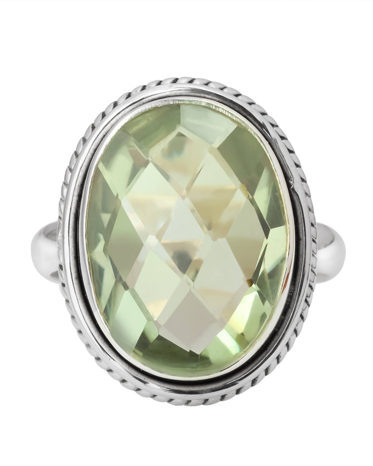 Green Amethyst 925 Sterling Silver Solitaire Ring