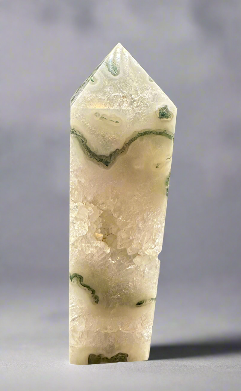 Moss Agate Druzy Tower