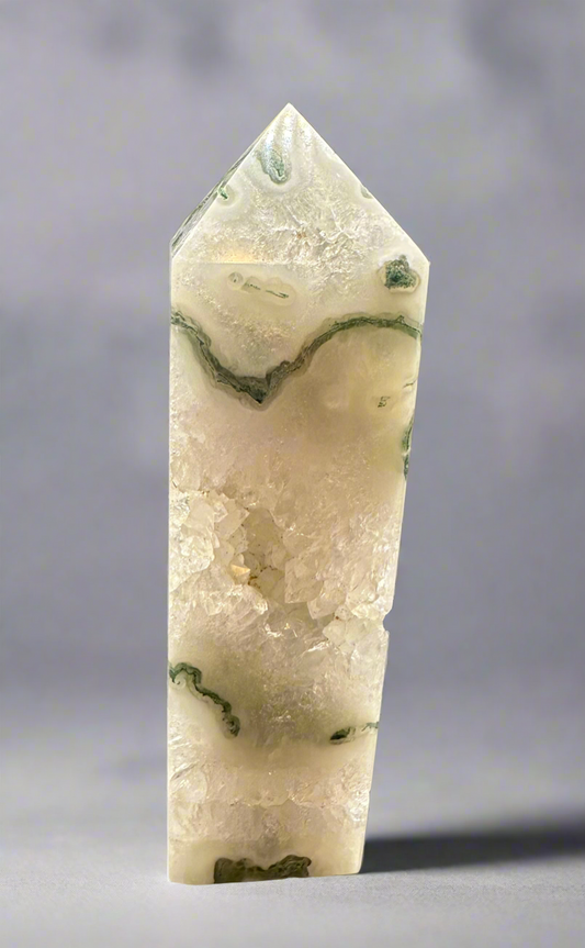 Moss Agate Druzy Tower