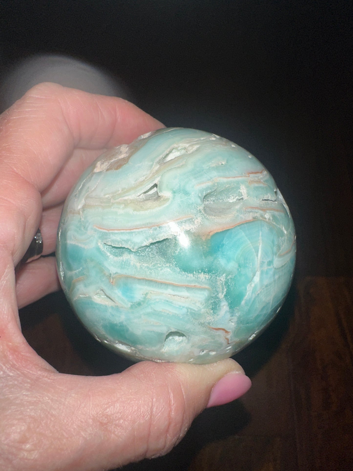 Blue Aragonite Sphere