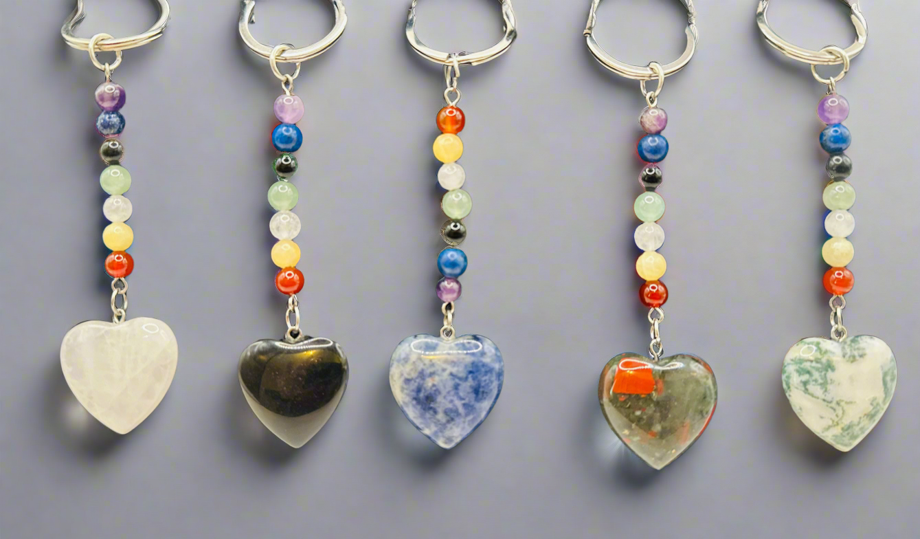 Heart-Shaped Crystal Keychains