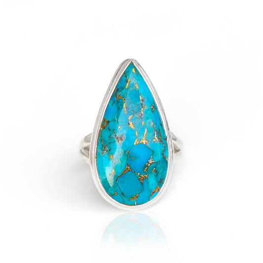 Blue Copper Turquoise Solid 925 Sterling Silver Ring Jewelry
