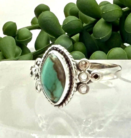 Turquoise Semi-Precious Gemstone 925/Sterling Silver Ring