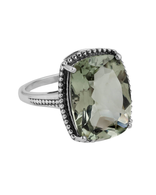 Sterling Silver Prasiolite Statement Tapestry Ring
