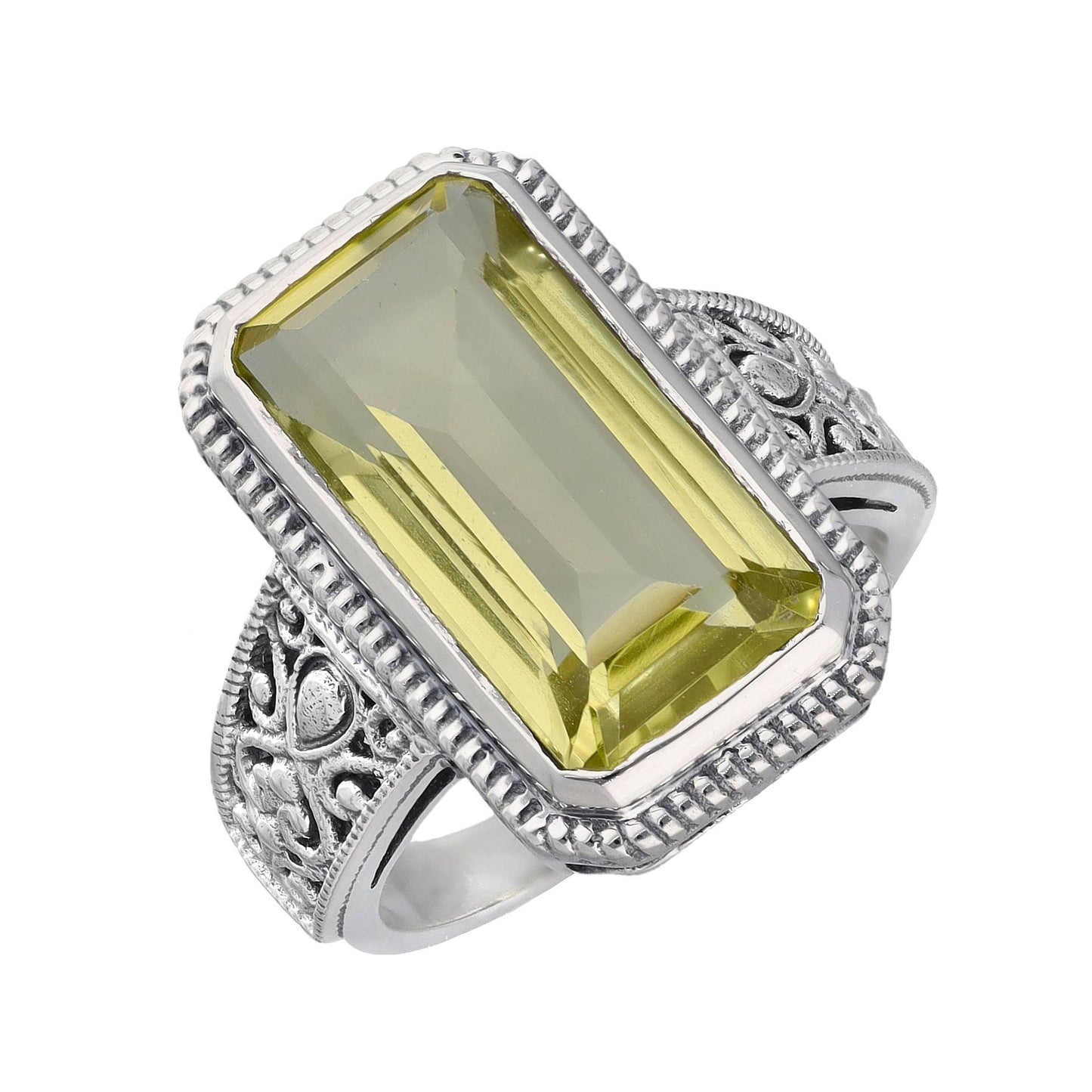 Sterling Silver Lemon Quartz Statement Solar Bloom Ring