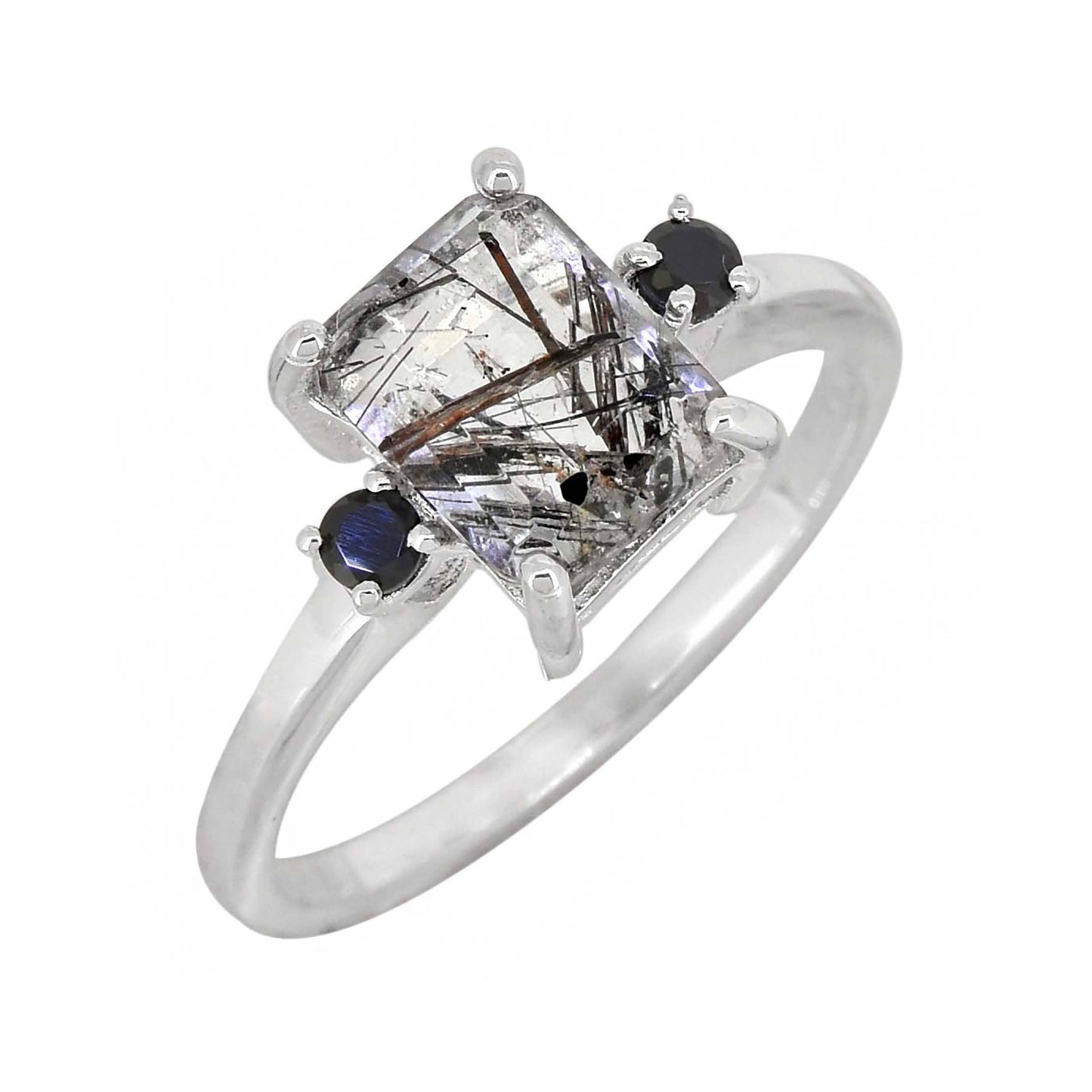 925 Sterling Silver Rutile Quartz Gemstone Bohemian Ring
