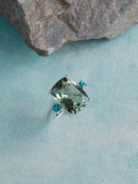 Green Amethyst Solid 925 Sterling Silver Gemstone Ring