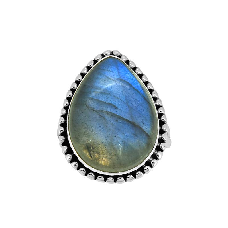 925 Silver Labradorite Aurora Thread Statement Ring