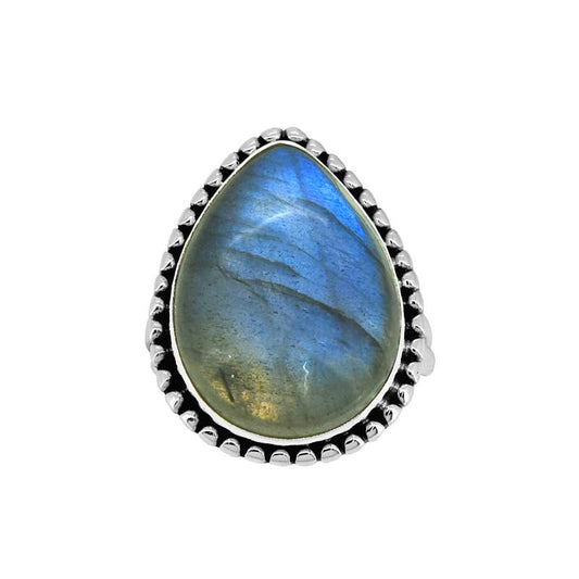 925 Silver Labradorite Aurora Thread Statement Ring