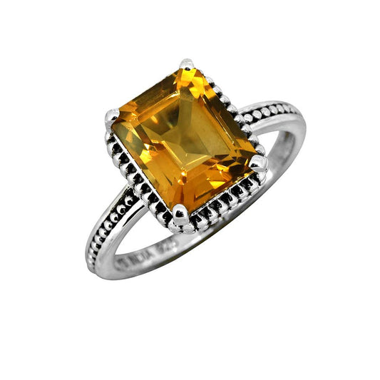925 Sterling Silver Citrine Solitaire Ring