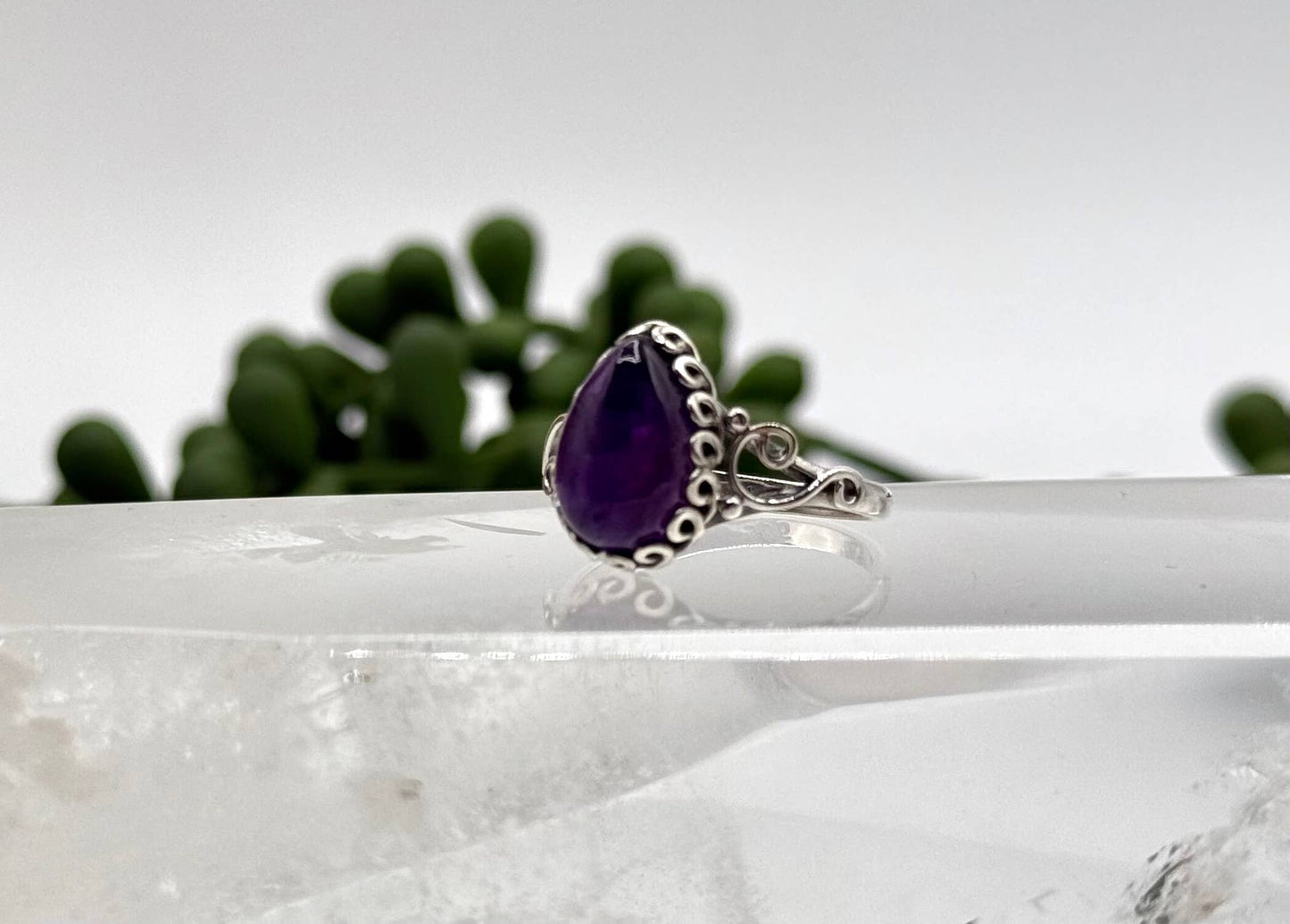 Amethyst Semi-Precious Gemstone 925/Sterling Silver Ring