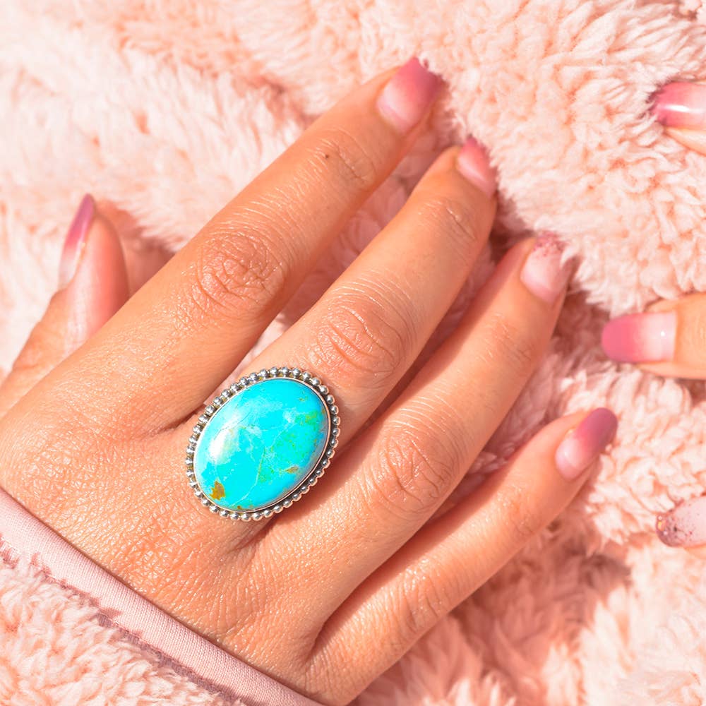 925 Silver Blue Mohave Turquoise Earthcrest Talisman Ring