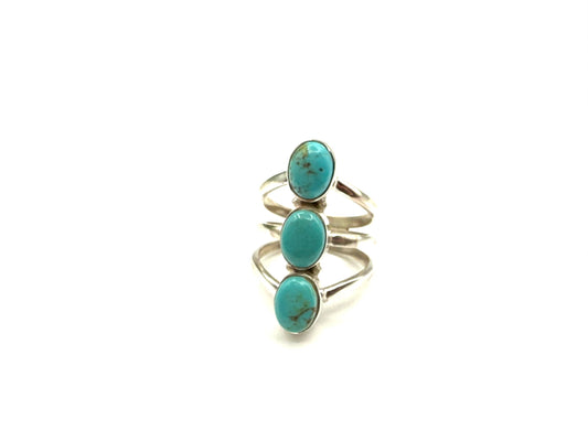 Turquoise 3 stone ring gemstone 925 Silver Ring