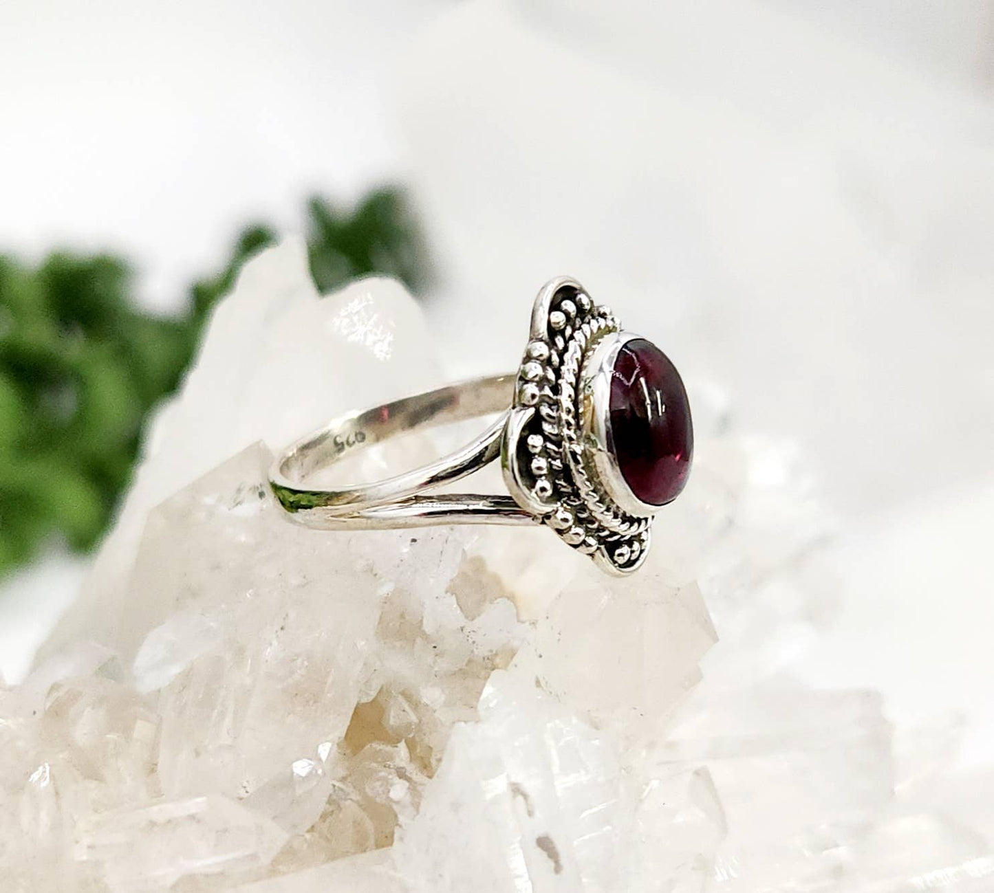 Garnet Semi-Precious Gemstone Sterling Silver (925)--Ring