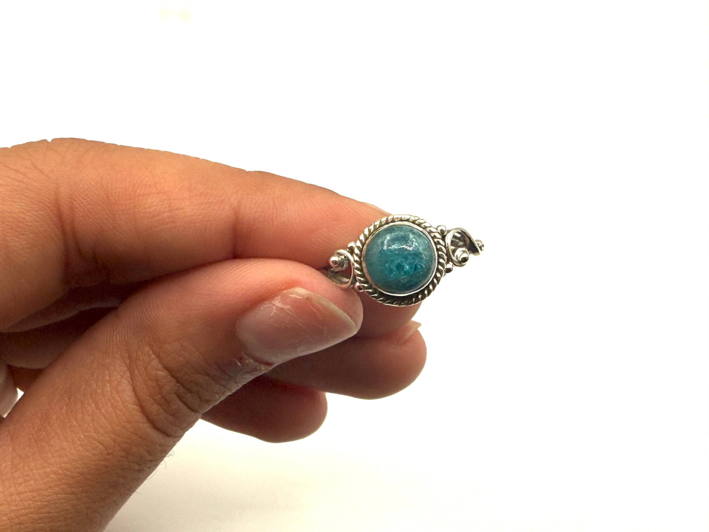 Blue Apatite  Gemstone Ring-Sterling Silver/925