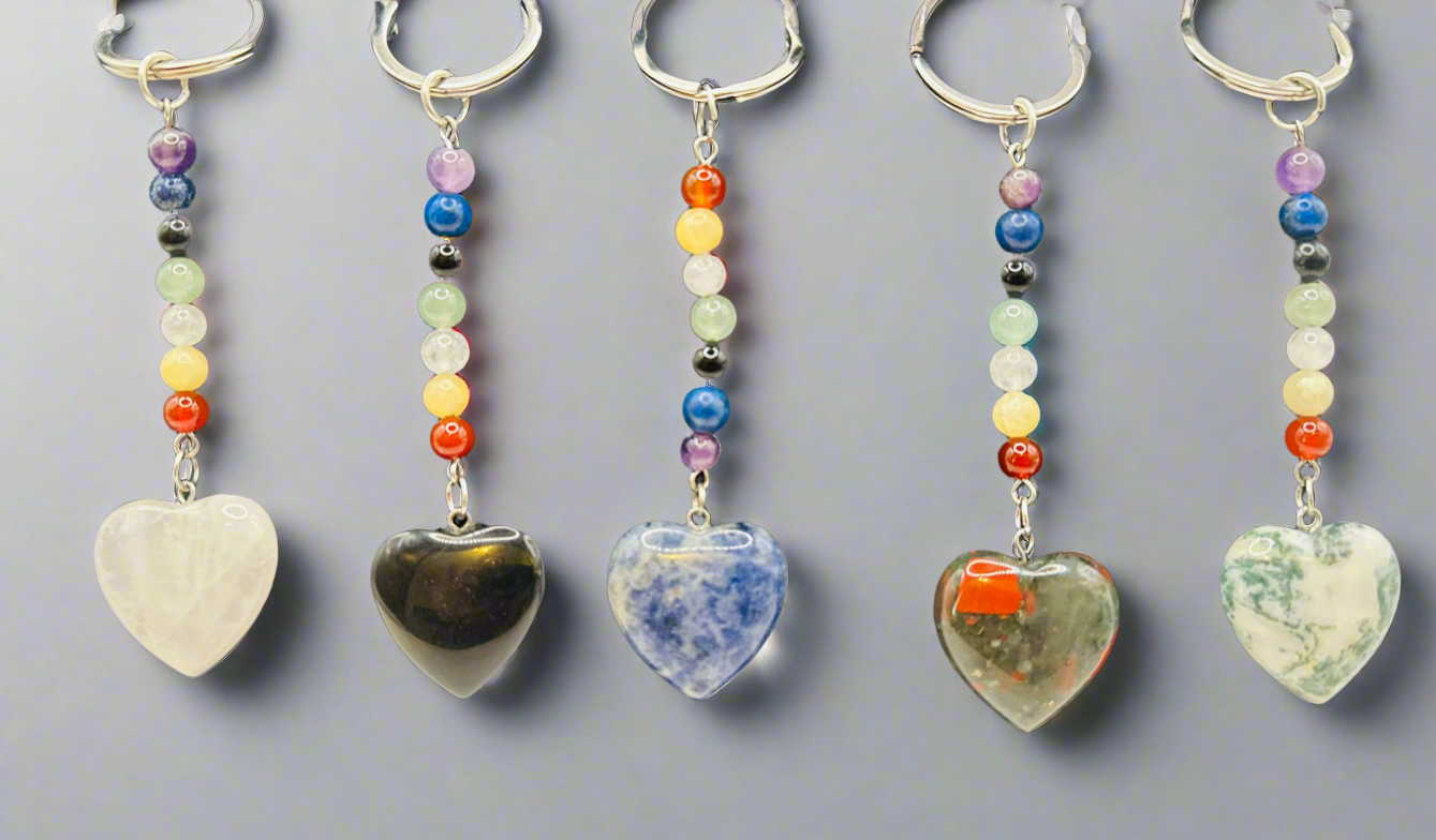 Heart-Shaped Crystal Keychains