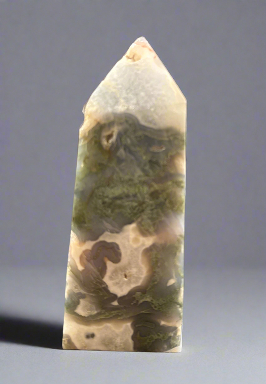 Moss Agate Druzy Tower
