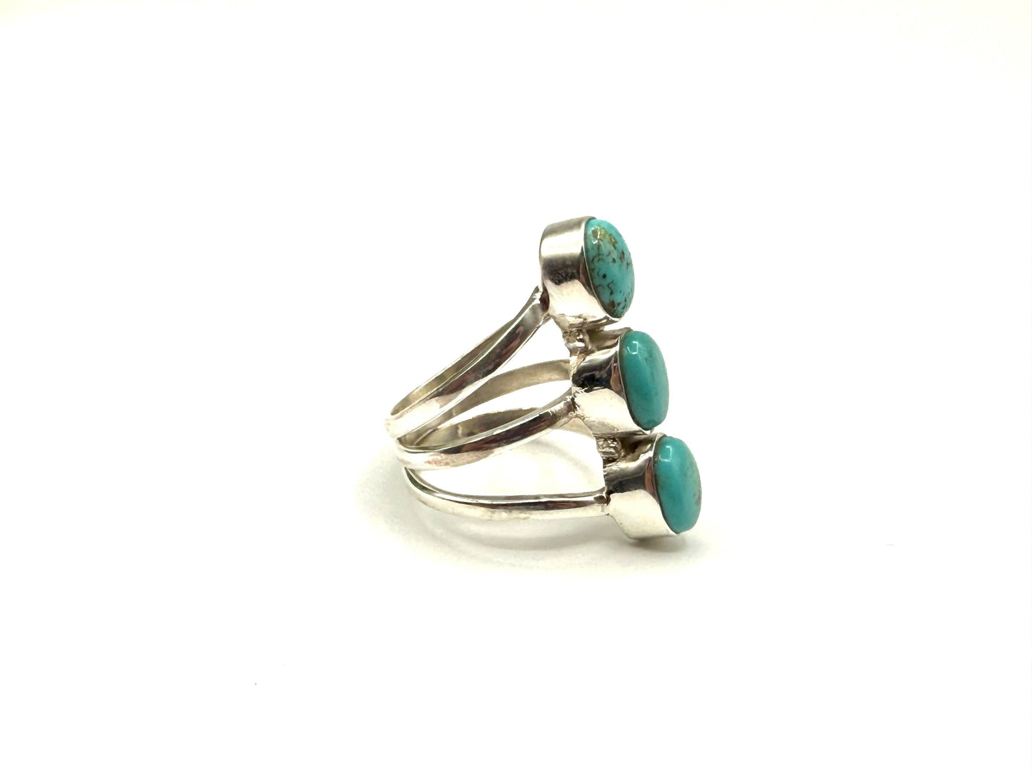 Turquoise 3 stone ring gemstone 925 Silver Ring