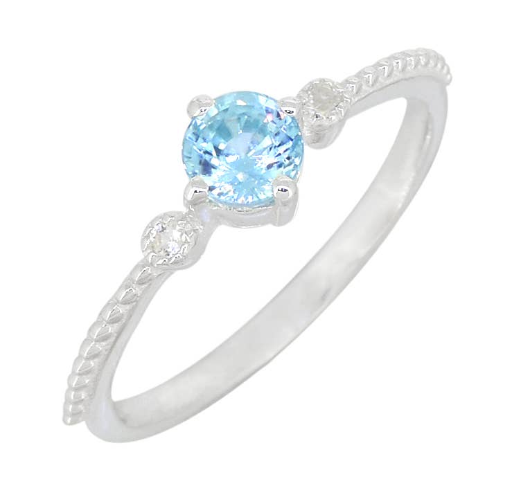Blue Topaz 925 Sterling Silver Rope Style Ring