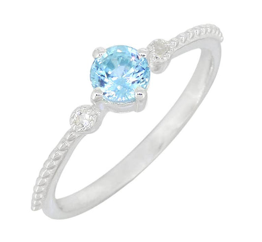 Blue Topaz 925 Sterling Silver Rope Style Ring