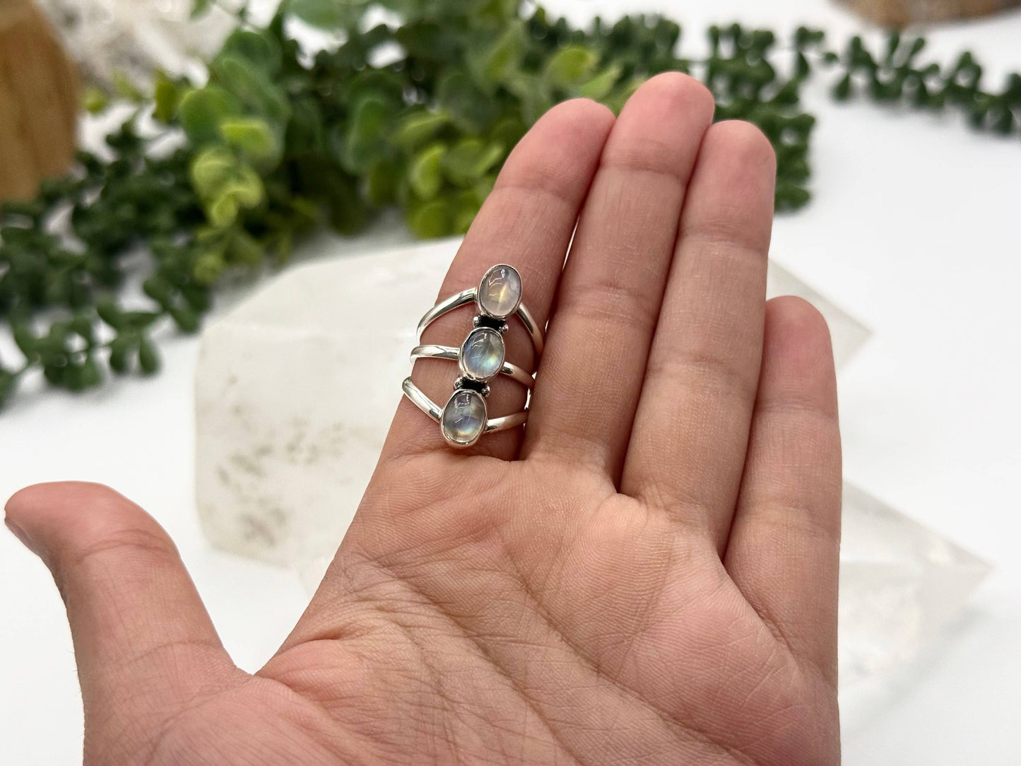 Labradorite 3 stone ring gemstone 925 Silver Ring