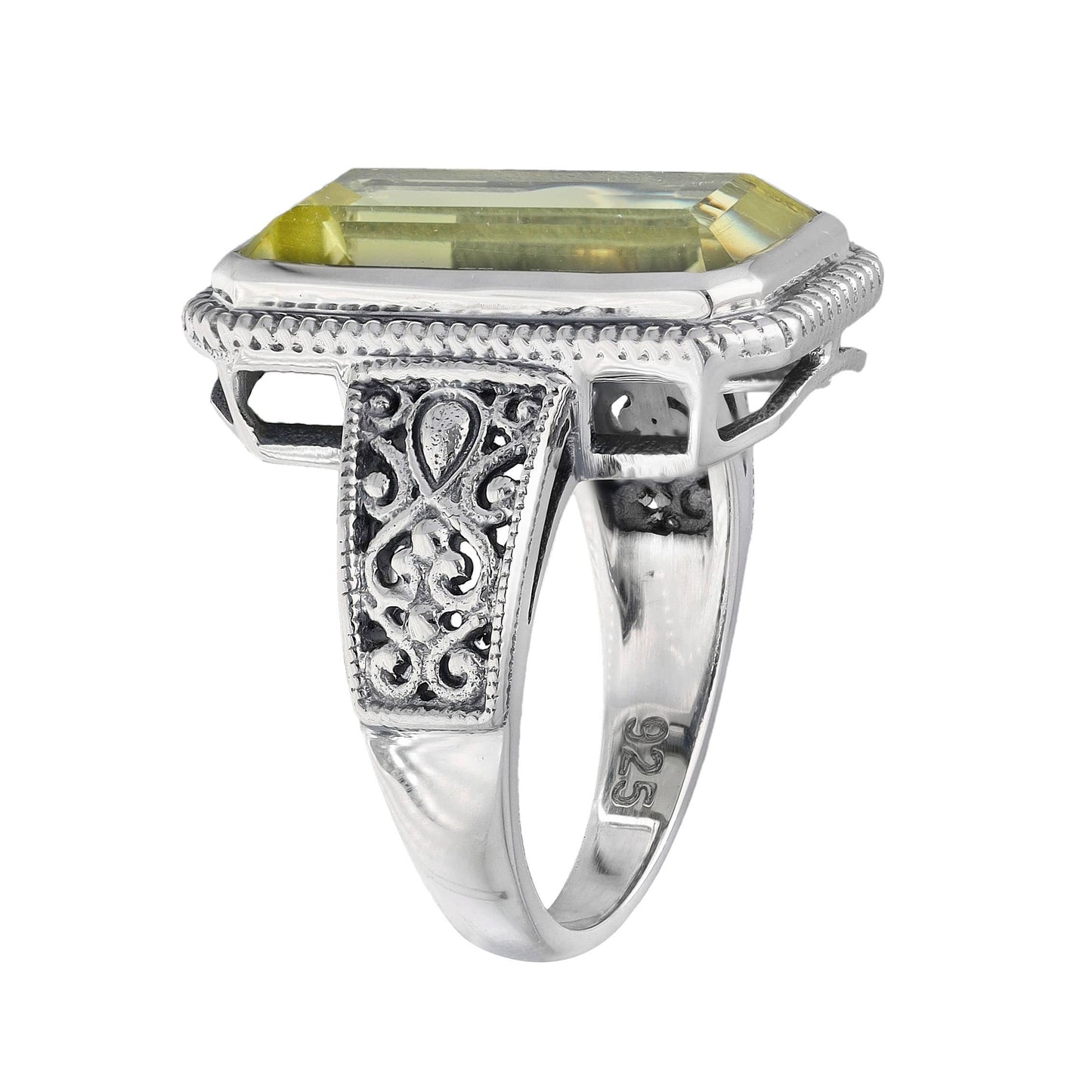 Sterling Silver Lemon Quartz Statement Solar Bloom Ring