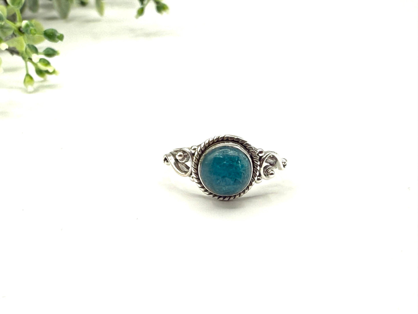 Blue Apatite  Gemstone Ring-Sterling Silver/925