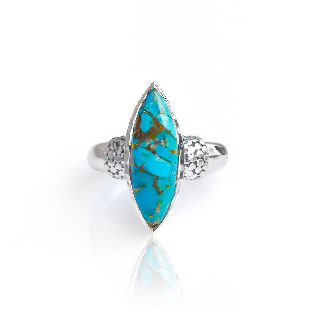 Blue Copper Turquoise 925 Sterling Silver Ring Jewelry