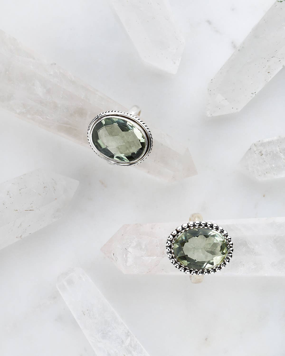 Green Amethyst 925 Sterling Silver Solitaire Ring