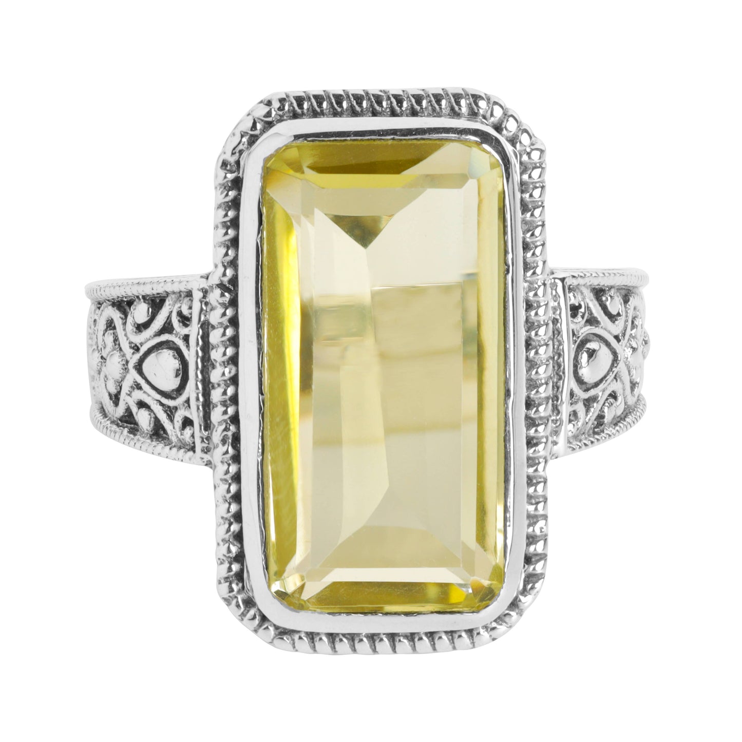 Sterling Silver Lemon Quartz Statement Solar Bloom Ring
