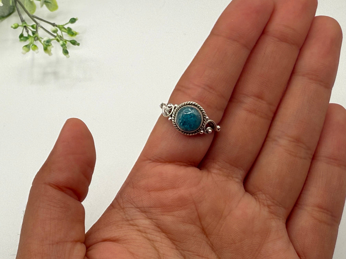 Blue Apatite  Gemstone Ring-Sterling Silver/925