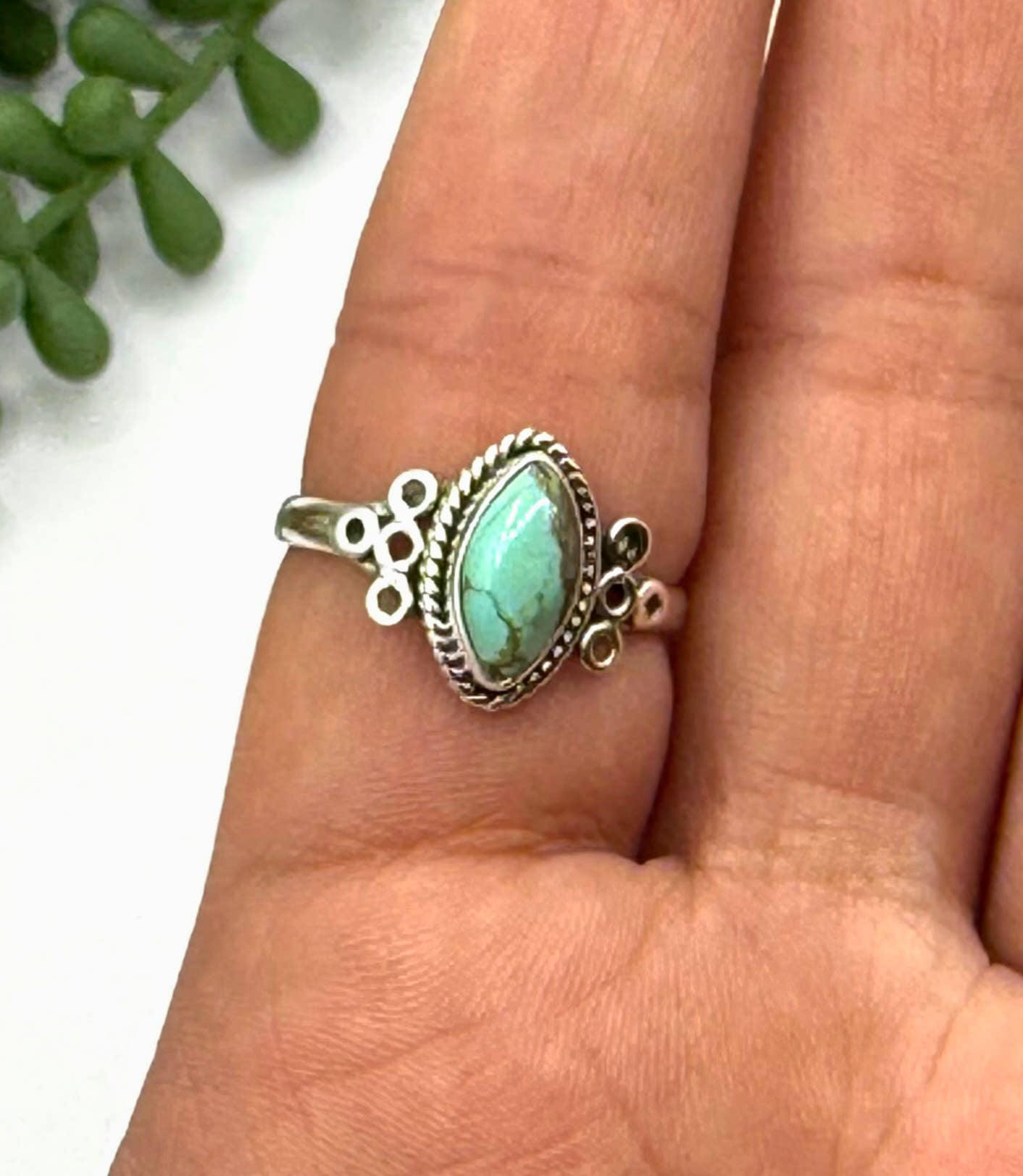 Turquoise Semi-Precious Gemstone 925/Sterling Silver Ring
