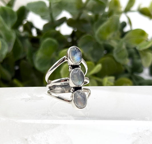 Labradorite 3 stone ring gemstone 925 Silver Ring