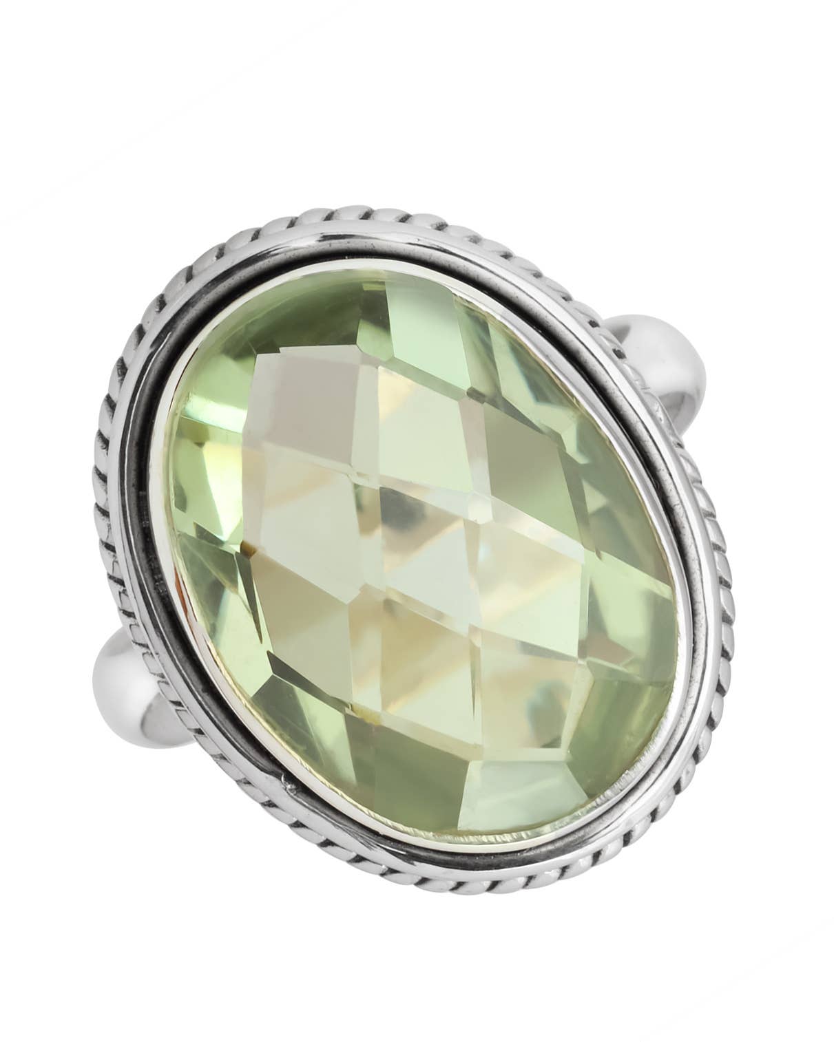 Green Amethyst 925 Sterling Silver Solitaire Ring
