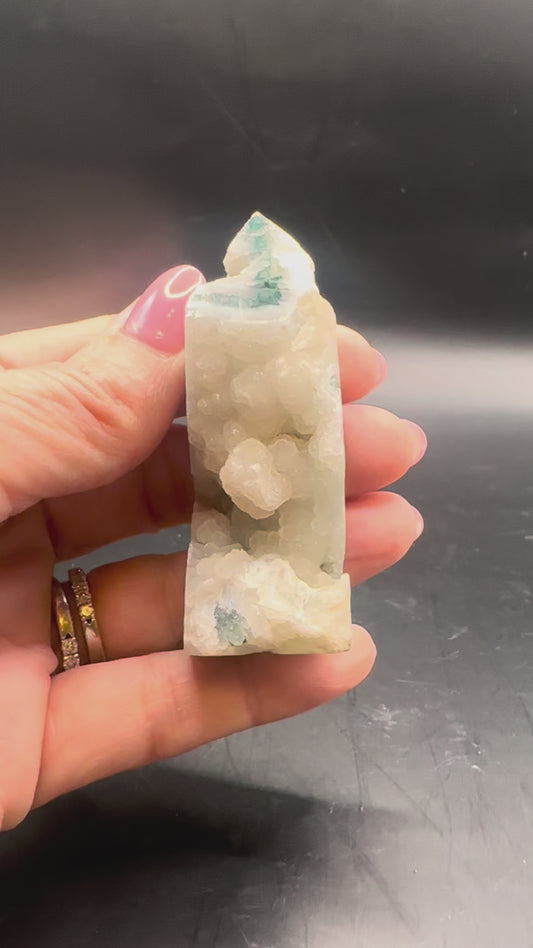 Moss Agate Druzy Tower